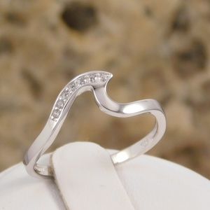Silver Diamond Cz Wave Ring